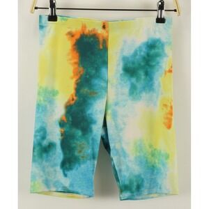 New AFRM Lawson High Waist Bike Shorts Blue Yellow Tie-Dye Women's XS Workout